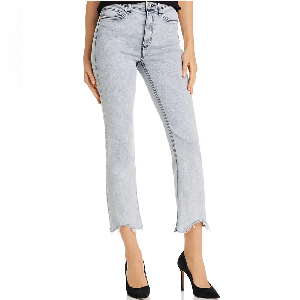 Rag & Bone Nina High Rise Ankle Flare Jeans in Marble White, size 25